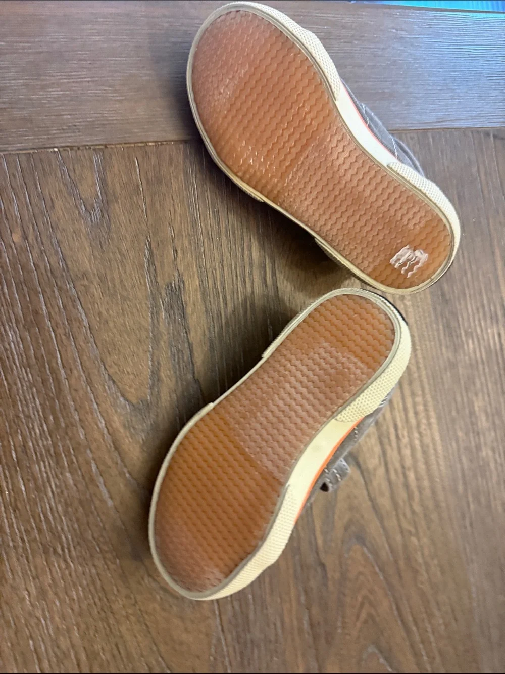 Sperry Kids Gray Sneakers with Orange Lining Velcro Size 9T